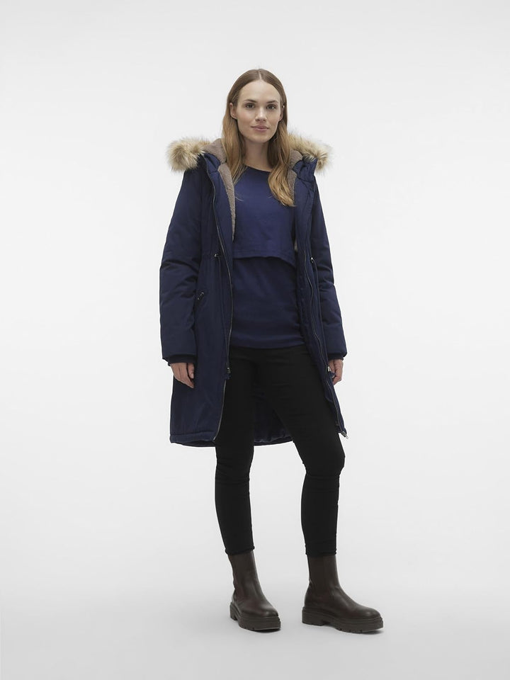 MAMALICIOUS Female Jacke Umstands-Mantel M Blau, M Blau