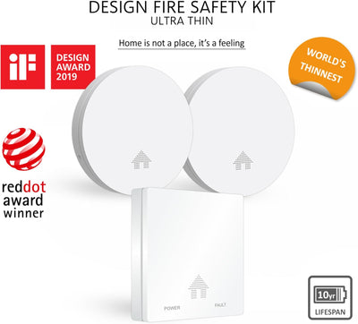 ELRO FF4610 Design-Brandschutz-Kit - 2X Ultraflacher Rauchmelder & Ultraflacher Kohlenmonoxid-Melder