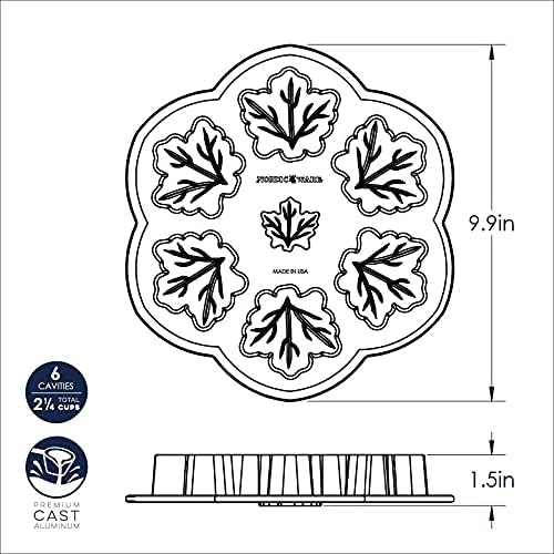 Nordic Ware Herbstblätter-Muffins, braun, Aluminium, 6 Formen, Antihaft, NW 56548