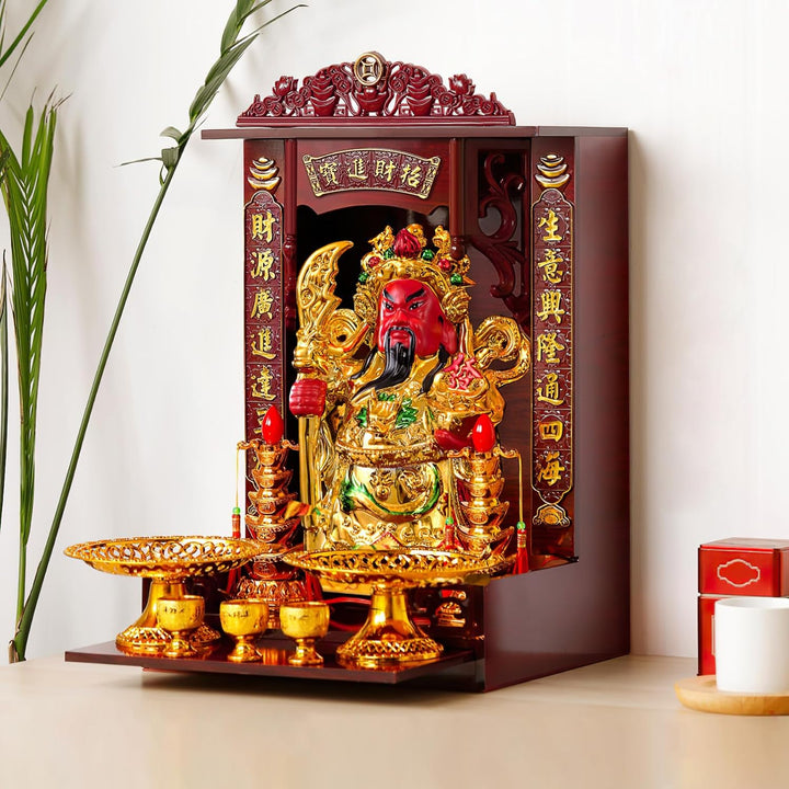 Garneck Holz Buddha Regal Wandmontage Buddhistischer Schrein Tischständer Retro Chinesischer Stil Fü
