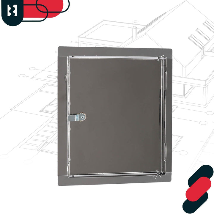 KOTARBAU® Revisionsklappe Grösse 25x25cm mit Schlüssel Edelstahl Silber für Revisionsschächte, 25x25