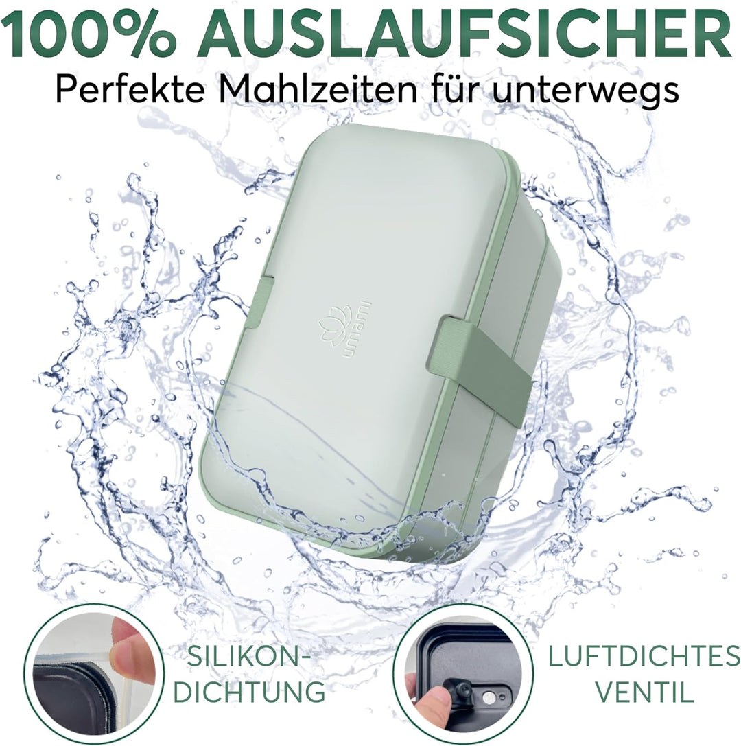 Umami Lunchbox Erwachsene, Verschachtelbar Auslaufsichere Bento Box mit 4 Bestecke & Fächern, Brotdo