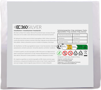 EC360® Silver 12W/mK Wärmeleitpad (100 x 100 x 2,5 mm), 100 x 100 x 2,5 mm