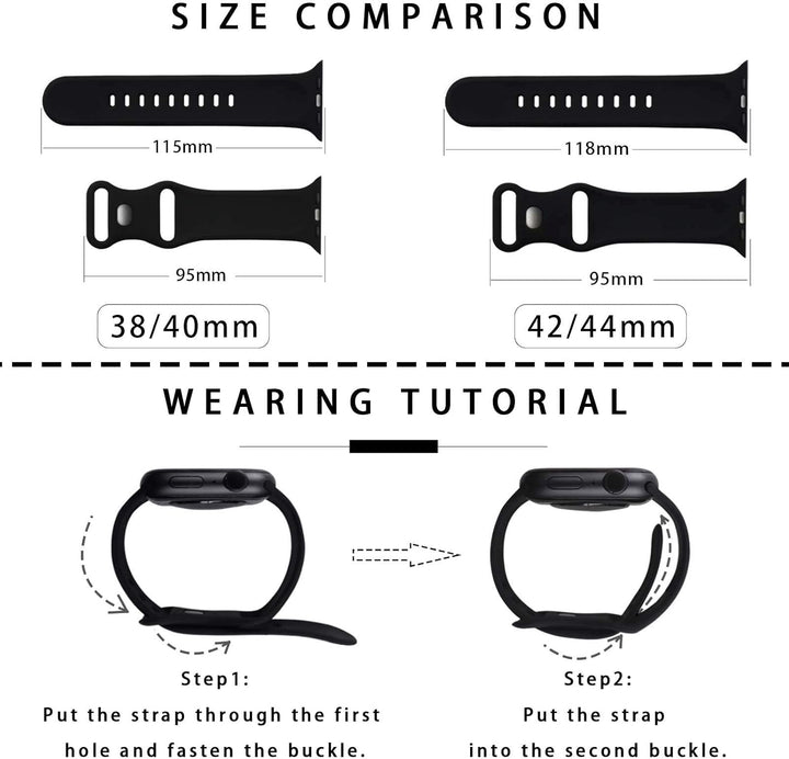 TopPerfekt Silikon-Armband kompatibel mit Apple Watch Armband 38 mm 40 mm 41mm 42mm 44mm 45mm, Silik