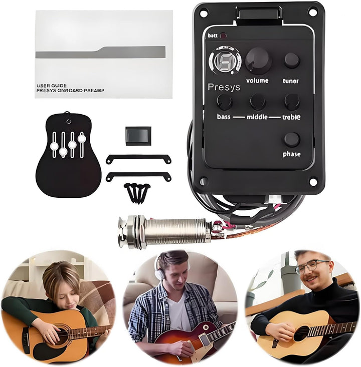 Nicoone 3-Band-Gitarrenvorverstärker Equalizer für Akustikgitarren-Equalizer Eine Bord Des Preamp-Pi