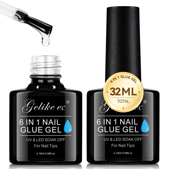 Gelike ec Nail Glue Extra Strong Duo 6 in1 Nagelkleber für Kunstnägel Nagelkleber für Tips Press on