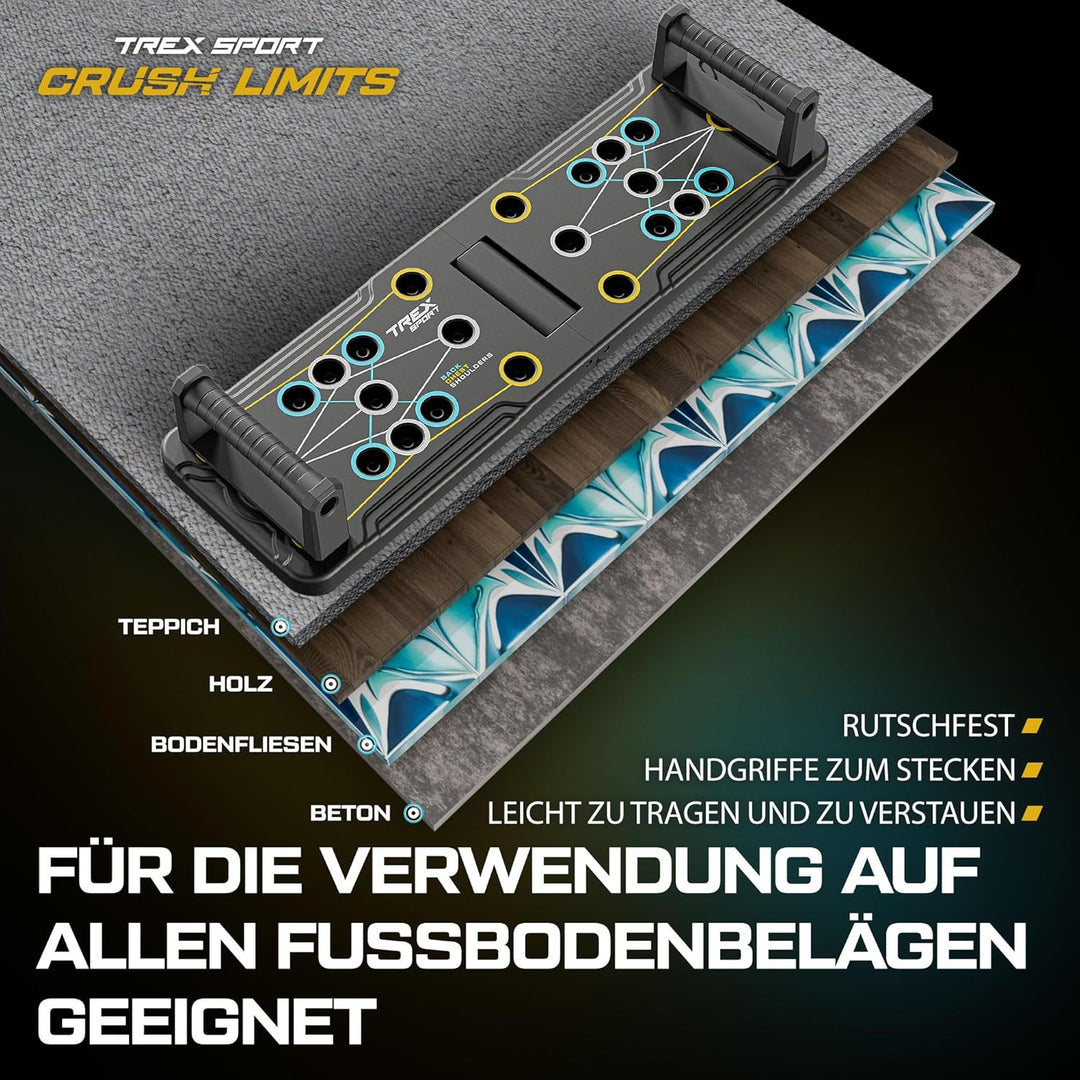TREX SPORT Push Up Board Faltbares Liegestützbrett TX-010PUB | Multifunktionales Trainingsgerät für