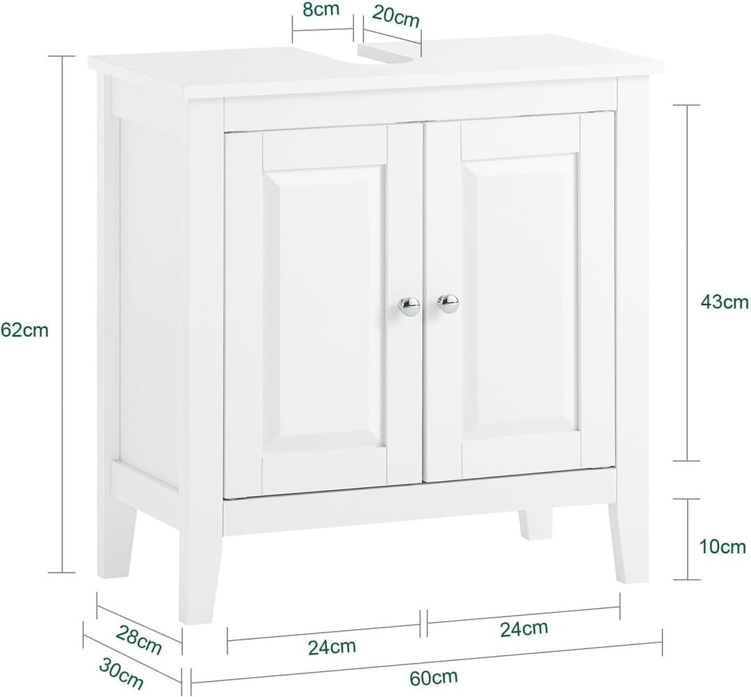 SoBuy Waschbeckenunterschrank – Badezimmer Unterschrank – Badschrank mit 2 Türen, grosser Stauraum &