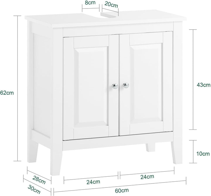 SoBuy Waschbeckenunterschrank – Badezimmer Unterschrank – Badschrank mit 2 Türen, grosser Stauraum &