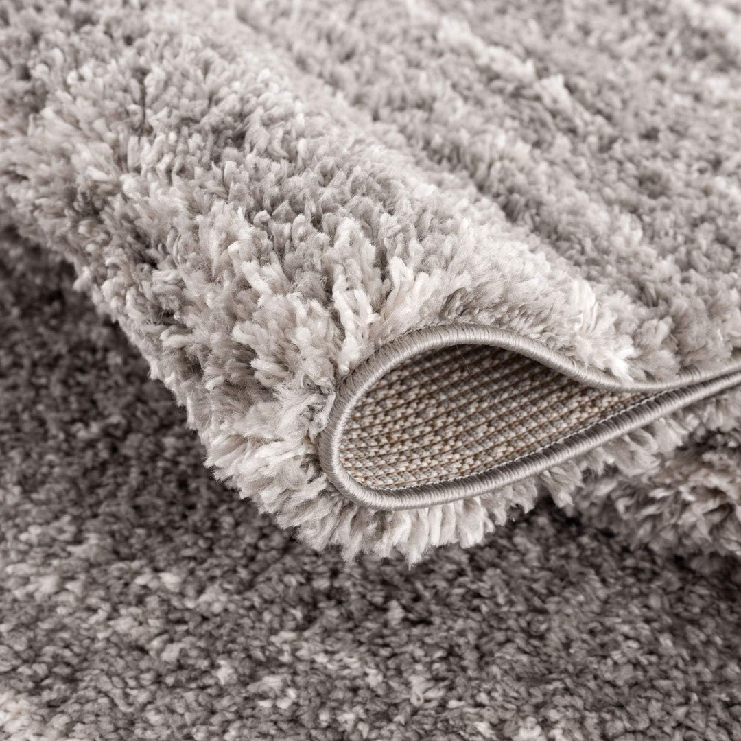 Teppich Hochflor Wohnzimmer - Ethno Stil Meliert 80x200 cm Grau Creme - Teppiche mit Fransen, 80/200