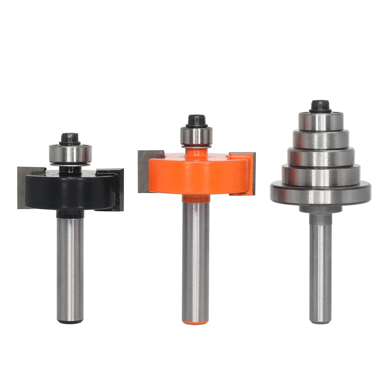 AKYLIN 2-tlg Falzfräser Set,Scheibennutfräser 8mm Schaft mit 5 einstellbaren Lagern,Holzfräser Nutfr