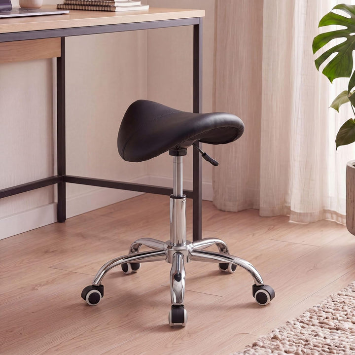 FineBuy Menton - Sattel-Hocker, Arbeitshocker mit Kunstleder-Bezug, Sitzhocker ist höhenverstellbar,