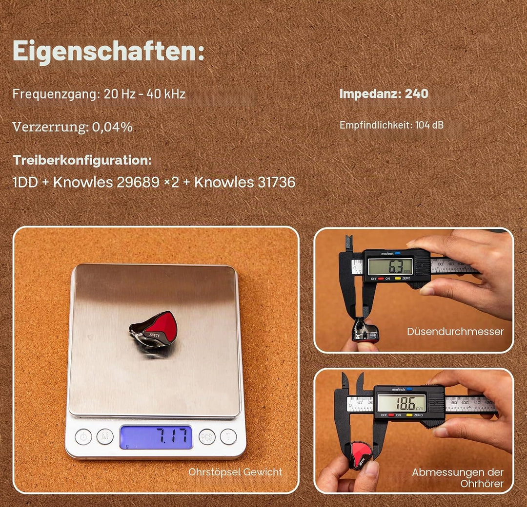 LINSOUL ZiiGaat x Fresh Reviews Arete II IEM,2nd Hybrid-In-Ear-Monitor mit 1DD+4BA,Kabelgebundene Hi
