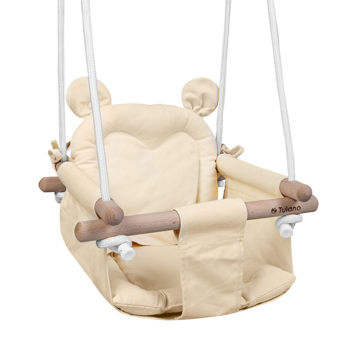 TULANO Hop 30 Biege | Bär Babyschaukel Kinderschaukel Kleinkindschaukel Kindergartenschaukel Set | I