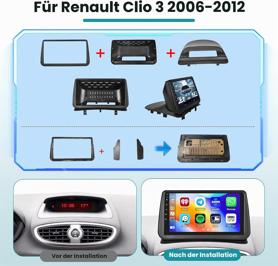 [2G+64G] Hikity Autoradio Für Renault Clio 3 2008-2014 Android 15 Wireless Carplay Android Auto 9Zol