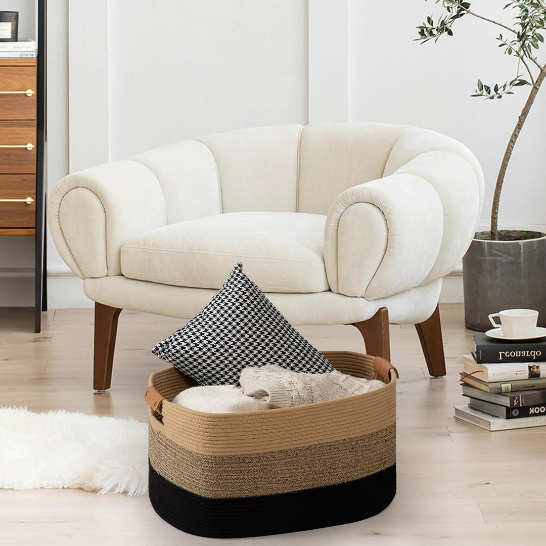 Danpinera Grosser gewebter Korb, 63,5 x 40,6 x 40,6 cm, für Wohnzimmer, Kinderzimmer, Spielzeug und