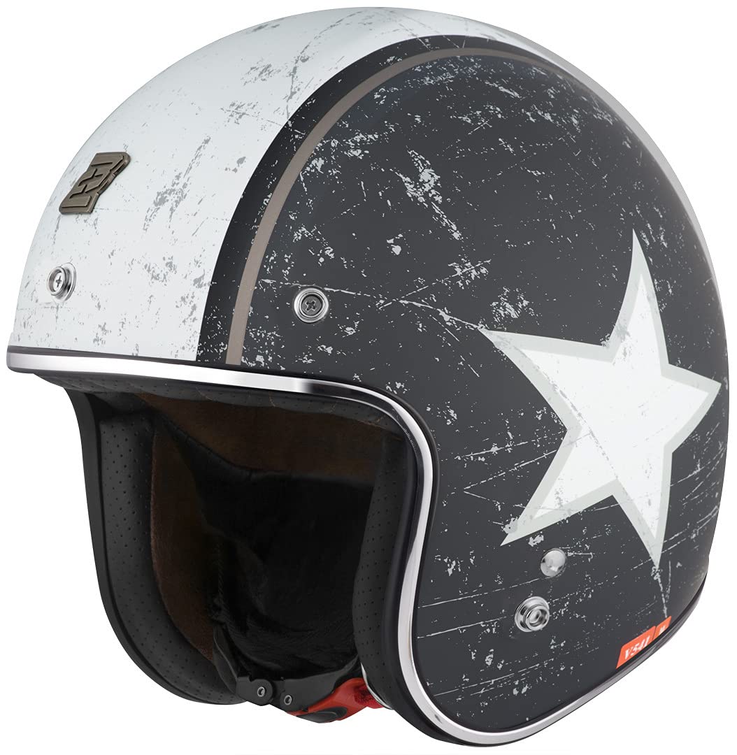 Bogotto V541 Rebel Jethelm (Black/White,XS) XS Schwarz/Weiss, XS Schwarz/Weiss