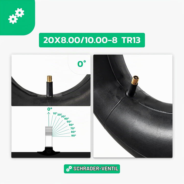 MOOVMOOV 2 Schläuche 20x8.00-8 bis 20x10.00-8 | Kompatibel mit 20-Zoll-Reifen - Gerades TR13-Ventil