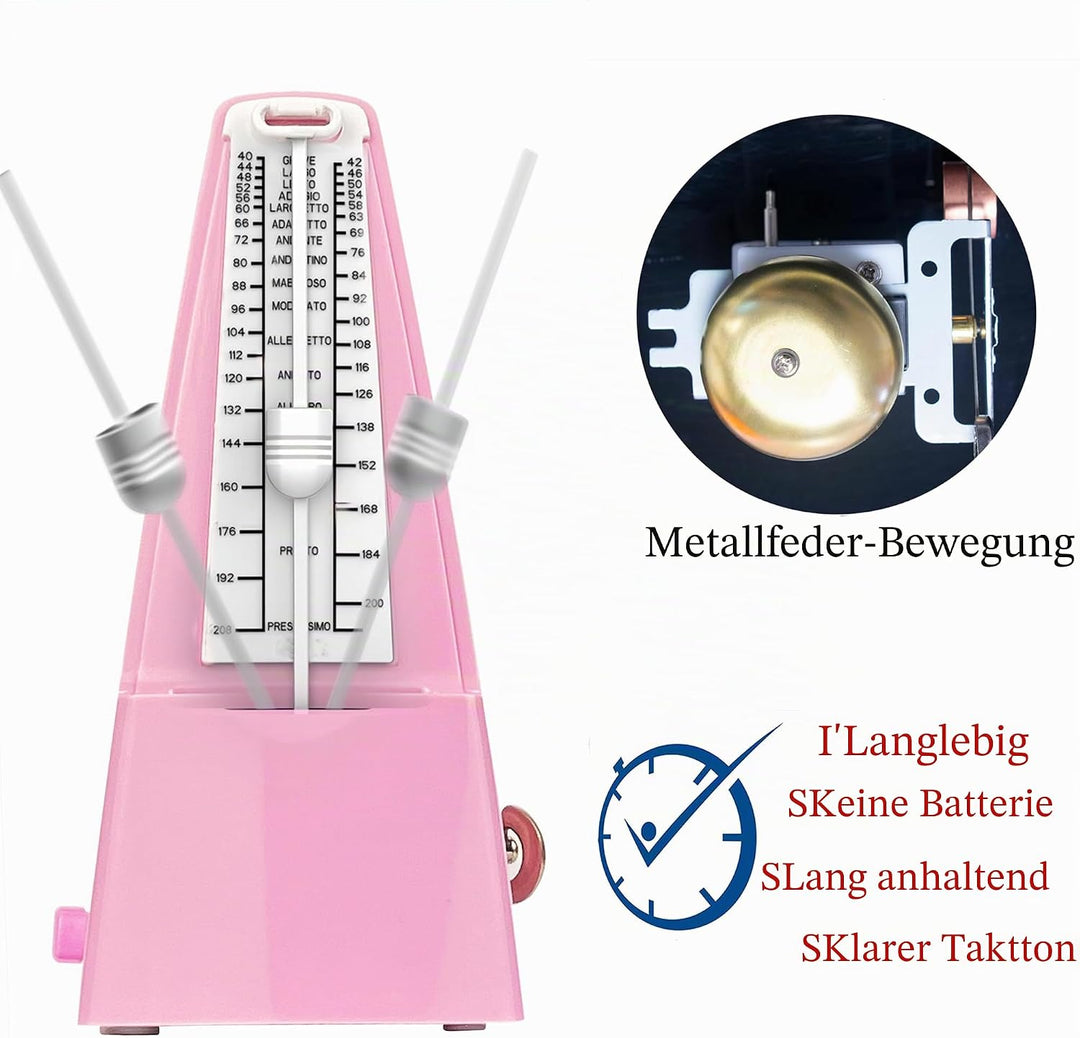 SOLO Mechanisches Metronom mit Akzentglocke, Präziser Takt und Kräftiger Klang, geeignet für Klavier