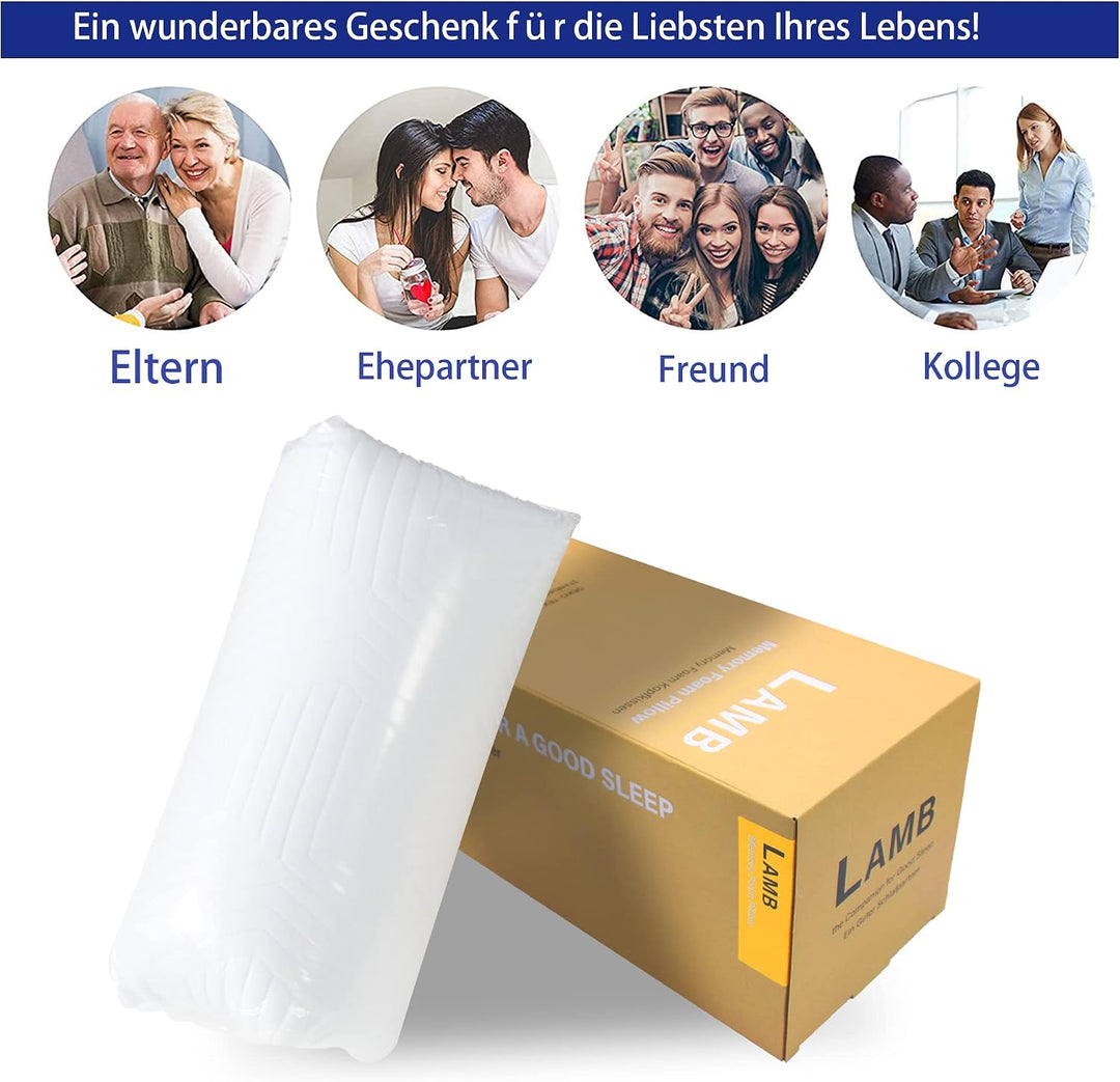 LAMB Nackenkissen Kopfkissen, Höheneinstellbares Memory Foam Nackenstützkissen Seitenschläferkissen,
