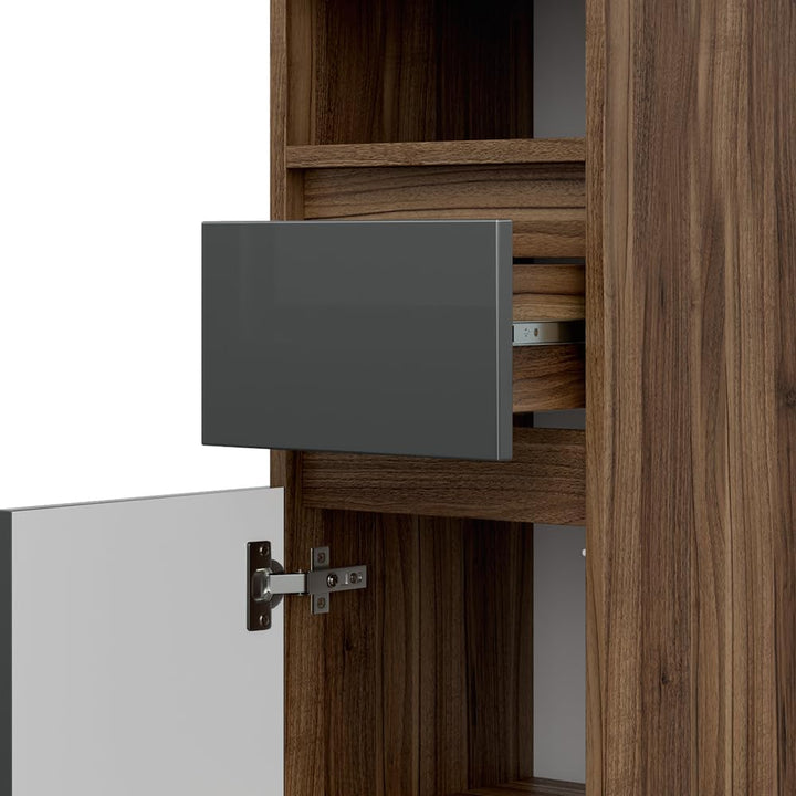 Vicco Midischrank Majest, Anthrazit Hochglanz/Nussbaum, 30 x 96 cm Anthrazit Hochglanz Midischrank,