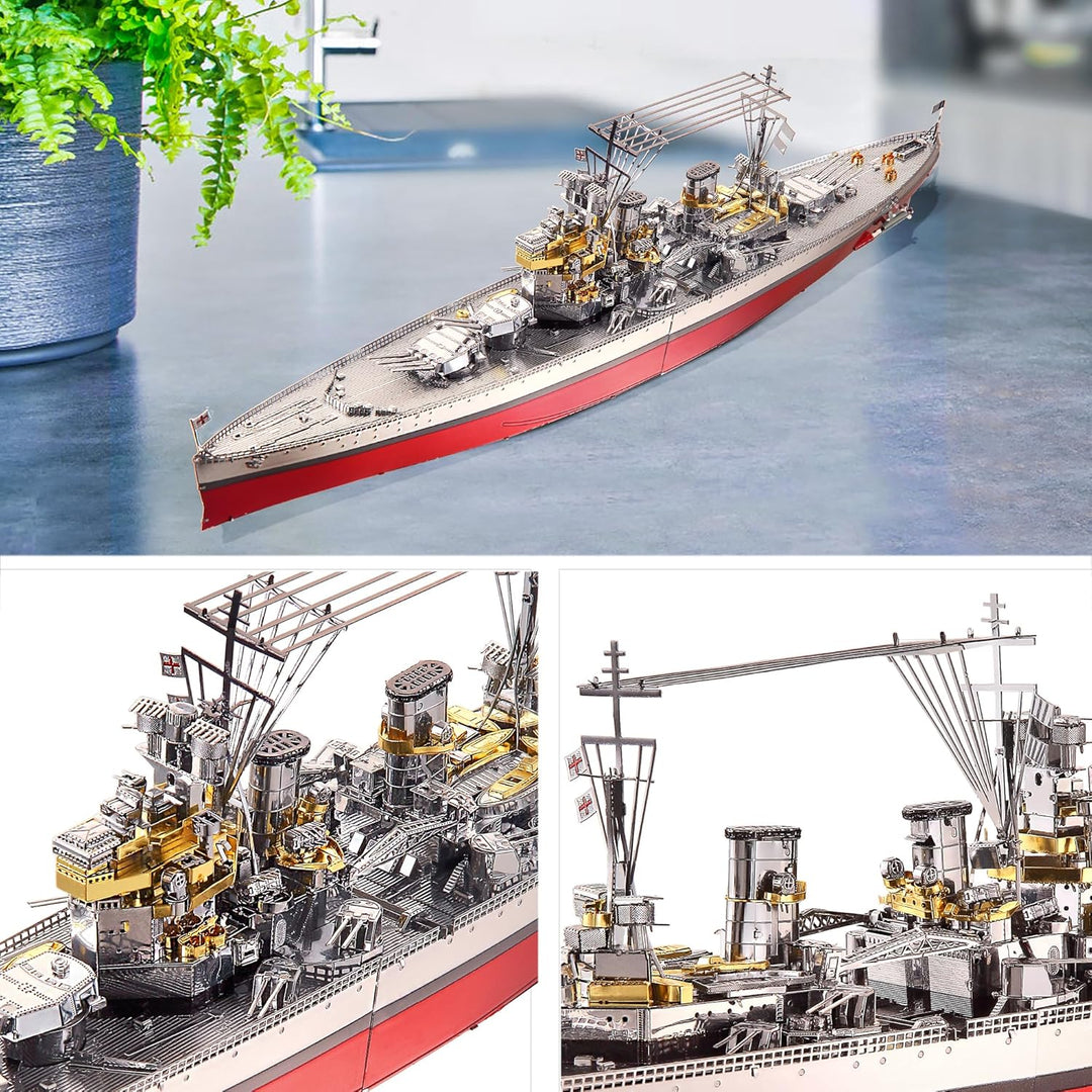 Piececool 3D Puzzle Metall, HMS Prince of Wales Schlachtschiff für Modellbausatz Erwachsene, 3D-Puzz