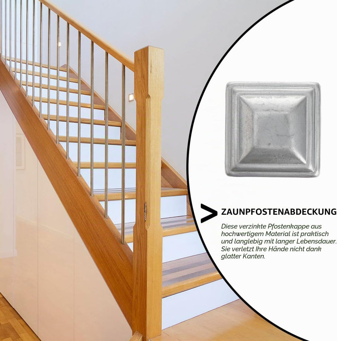 VANZACK Zaunpfosten Metall 10 Stück Verzinkte Pfostenkappen 6x6cm Schutzhülle Zaunpfosten Abdeckung