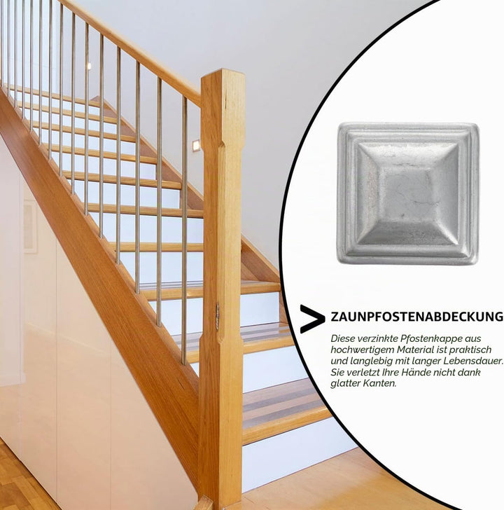 VANZACK Zaunpfosten Metall 10 Stück Verzinkte Pfostenkappen 6x6cm Schutzhülle Zaunpfosten Abdeckung