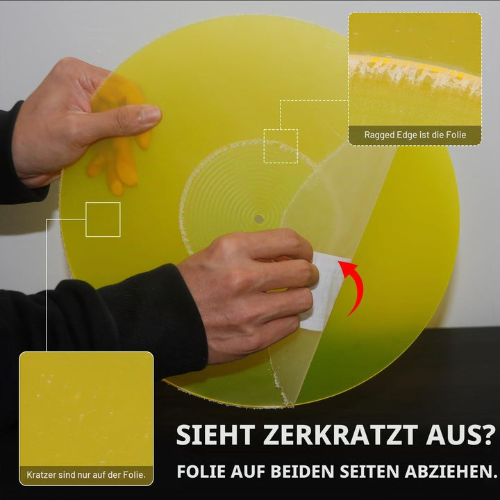 Plattenspieler-Matte, Schallplatten-Slipmat, Acryl-Plattenspieler-Platte, Vinyl-Rutschmatten (Gelb)