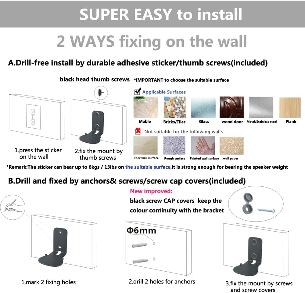 Wandhalterung Paar(2 Stück) für Sonos Roam/Sonos Roam SL Lautsprecher(Kompatibel mit Sonos Roam und