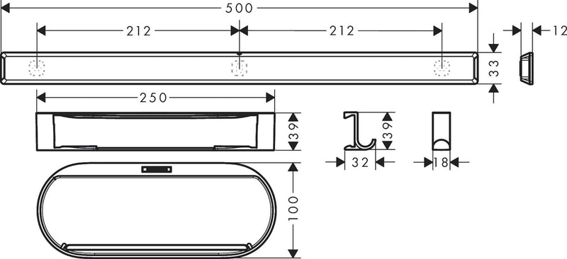 hansgrohe WallStoris - Duschset, Zubehör Set für die Dusche ohne bohren, Badezimmer Set 4-teilig, Wa