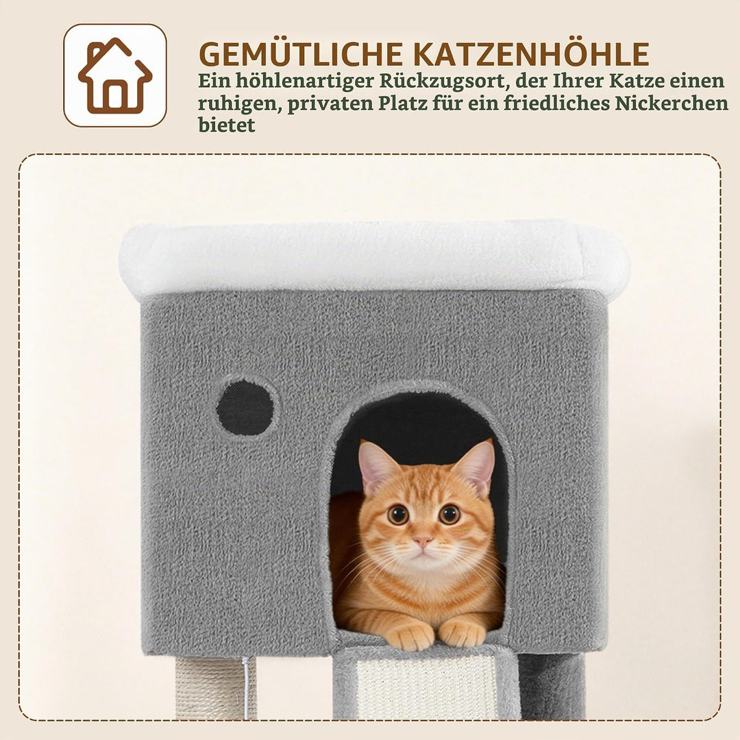 Kratzbaum Klein, 82 cm Hoch Katzenkratzbaum, Katzenbaum Klein mit 2 Gemütlichen Höhlen, 1 Plattform,