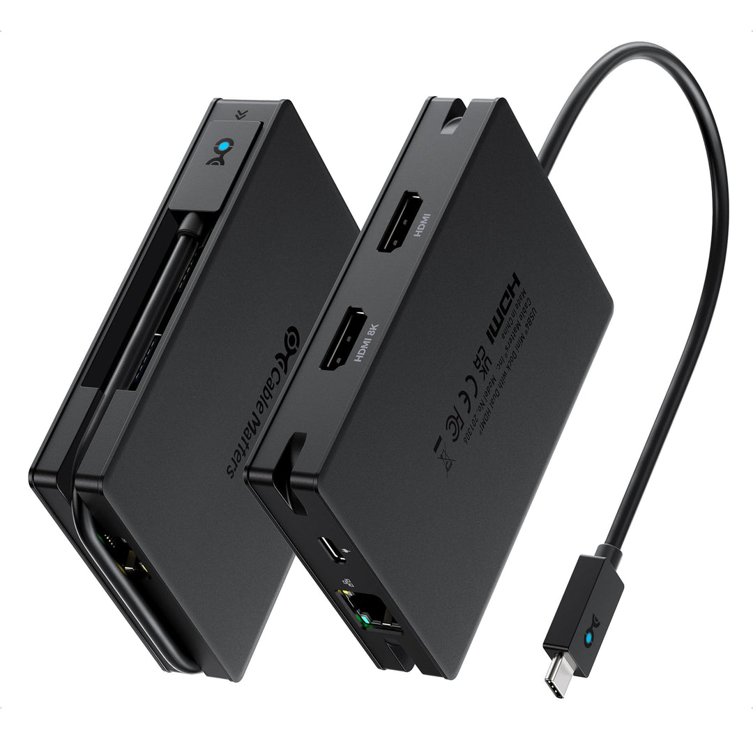 Cable Matters Portable 40Gbps Dual HDMI USB4 Hub, USB 4 Dock mit 2x4K@60Hz oder 1x4K@120Hz / 8K@30Hz