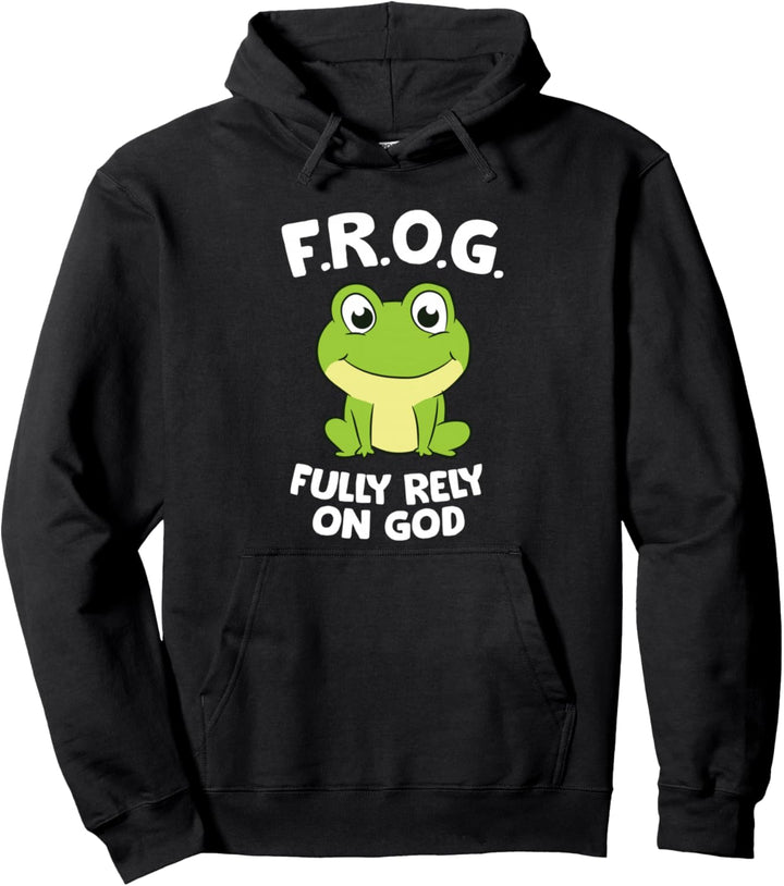 Süsser Frosch verlassen sich voll auf Gott christlichen Frosch Pullover Hoodie