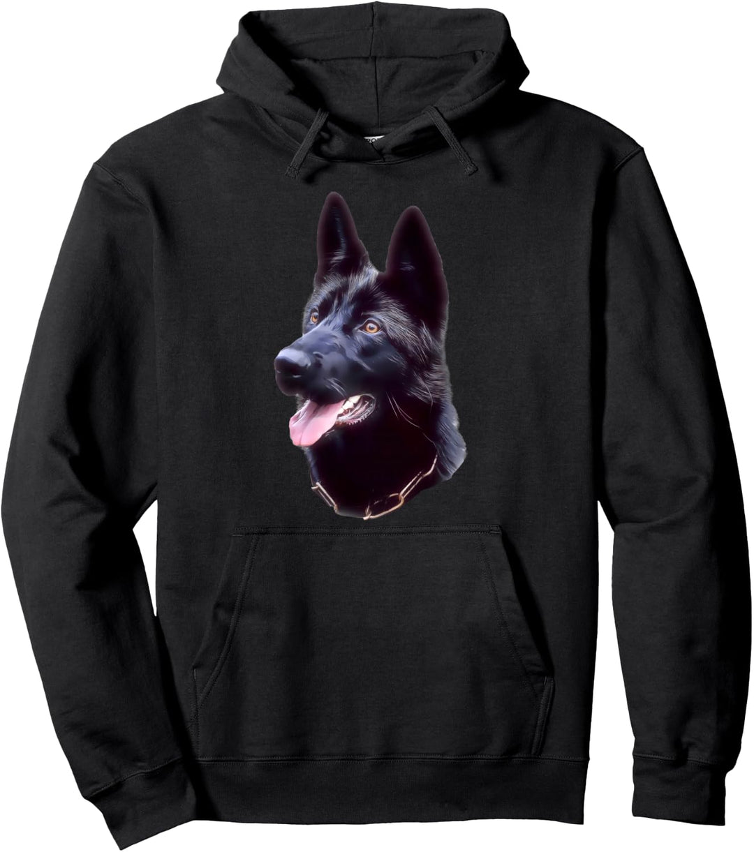 Schwarzer Deutscher Schäferhund, Porträt-Kunst, schwarzer Schäferhund Besitzer Pullover Hoodie