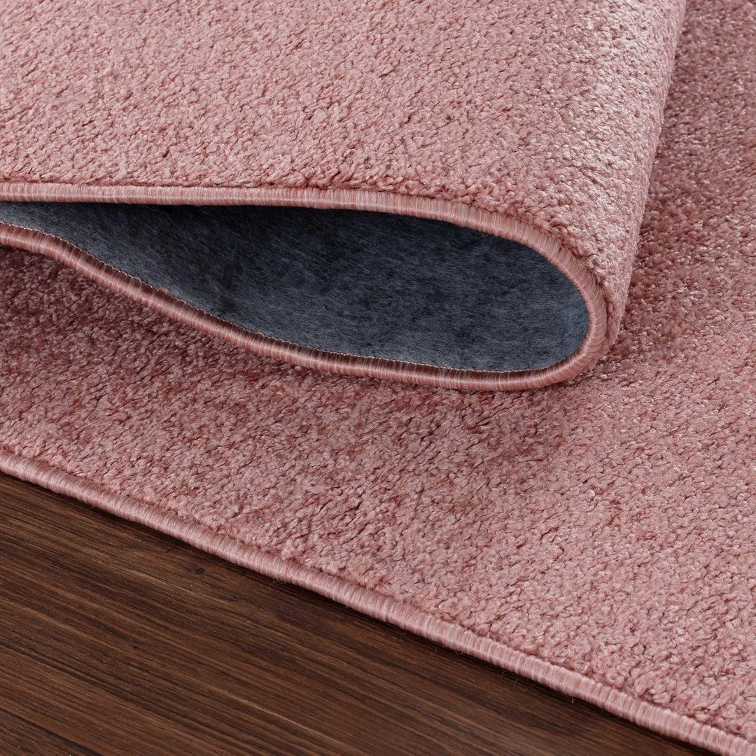 Carpetsale24 Dichter Kurzflor Teppich Wohnzimmer Rosa 80 x 250 cm Modern Einfarbig Design - Flauschi