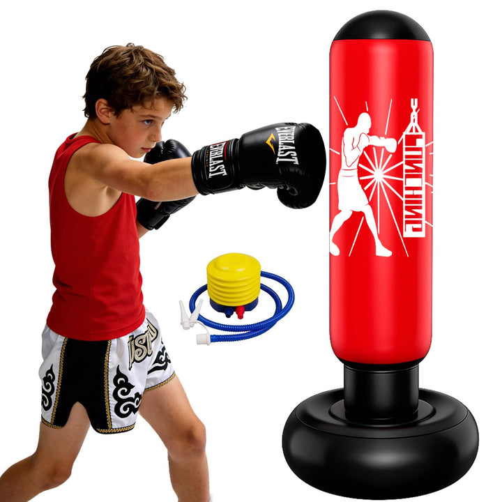 Boxsack für Kinder 6–12 Jahre, 160 cm Standboxsack aufblasbar – Boxsack Kinder Stehend für Boxen ，Ta