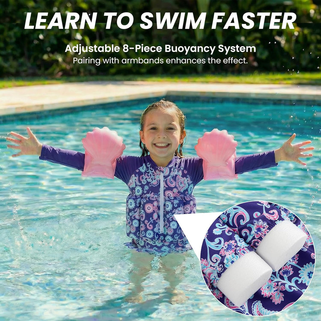 Badeanzug Baby Mädchen mit Floatation Kleinkind Schwimmtraining Hilfe Schwimmende Badeanzug Langarm
