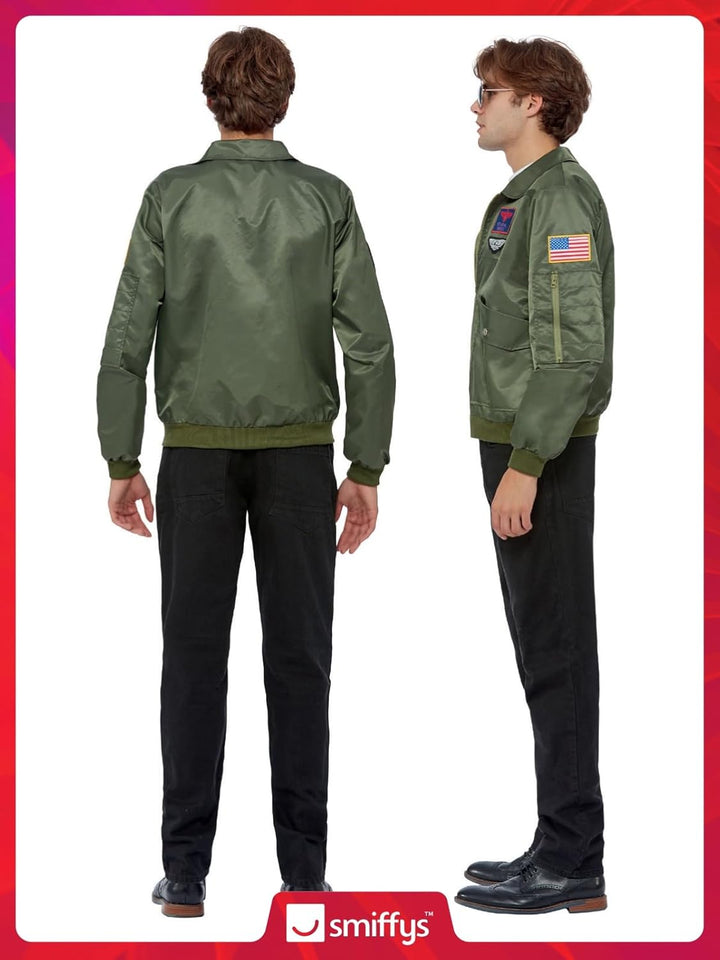 Smiffys Top Gun Maverick Bomber Jacket, Green