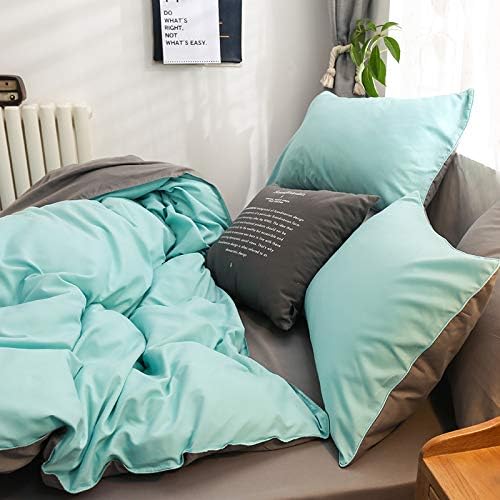 Damier Grün Bettwäsche 155×220cm Türkis Grau Wendebettwäsche Set 2 Teilig Superweiches Microfaser Be