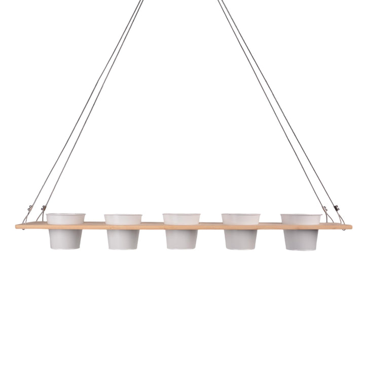 UNUS Kräuterbar Pflanzenregal Weiss Bambus 100 x 16 cm Kräuterregal zum Aufhängen mit Drahtseil, Krä