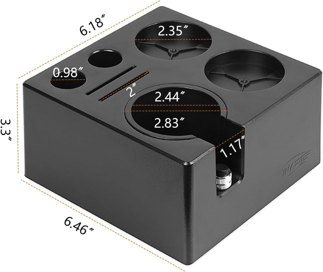 IKAPE Espresso-Tamper-Station – Schwarze Tamping-Station aus Kunststoff, Tamper-Halterung und Siebtr