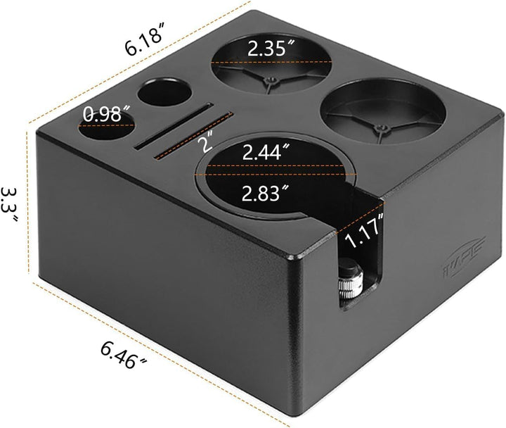 IKAPE Espresso-Tamper-Station – Schwarze Tamping-Station aus Kunststoff, Tamper-Halterung und Siebtr