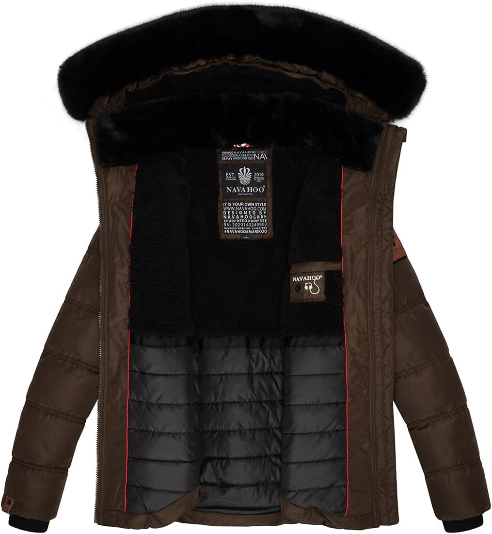 Navahoo Designer Damen Winter Jacke Steppjacke Winterjacke Stepp gesteppt B844 XS Braun, XS Braun