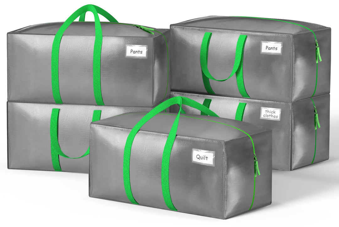 VOUNOT 5 Stück Umzugstaschen Gross, Faltbare Aufbewahrungstasche mit Stabilen Griffen und Rucksackgu