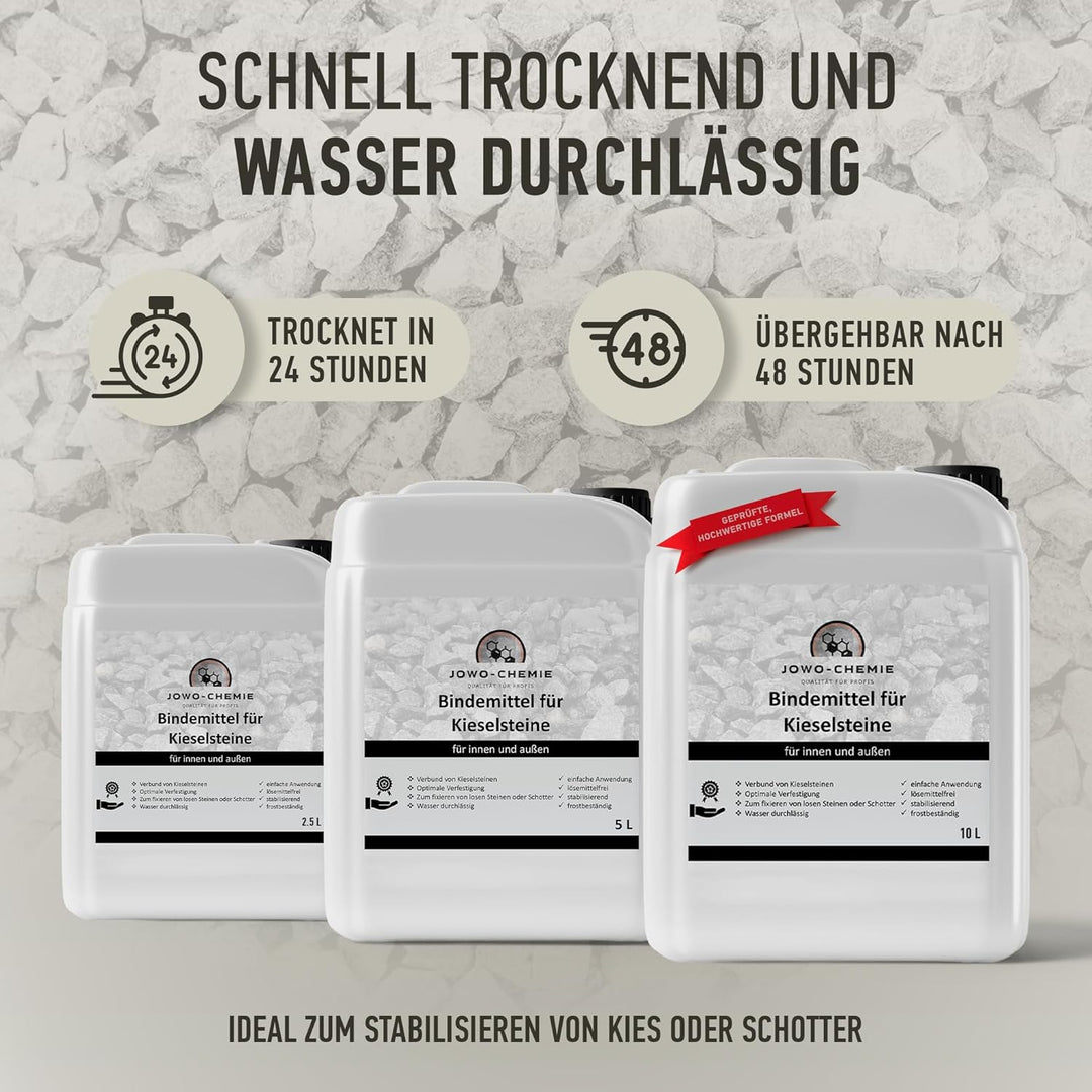 Kiesbinder (5L) Kiesverfestiger Bindemittel für Kies/Schotter Aller Art Mulchbinder Gartenbahn Stein