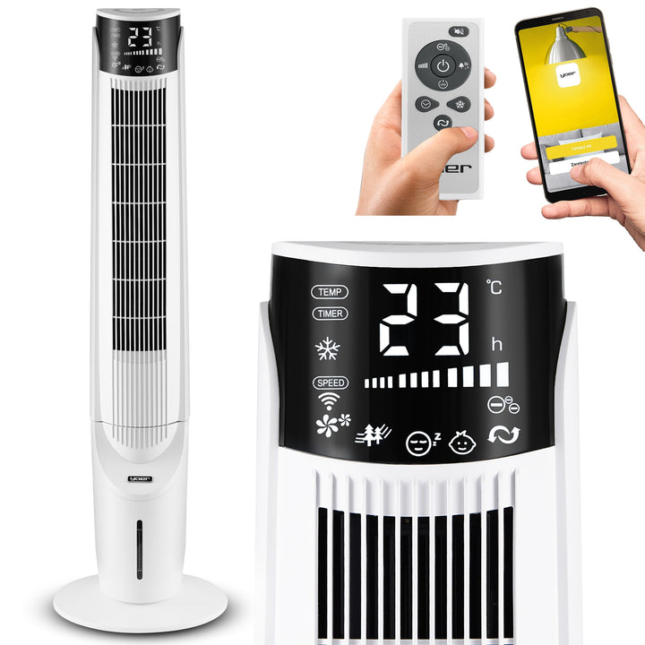 Yoer Luftkühler mit Wasserkühlung, 6-in-1 Ventilator, Luftbefeuchter, Ionisator, Luftreiniger, Aroma
