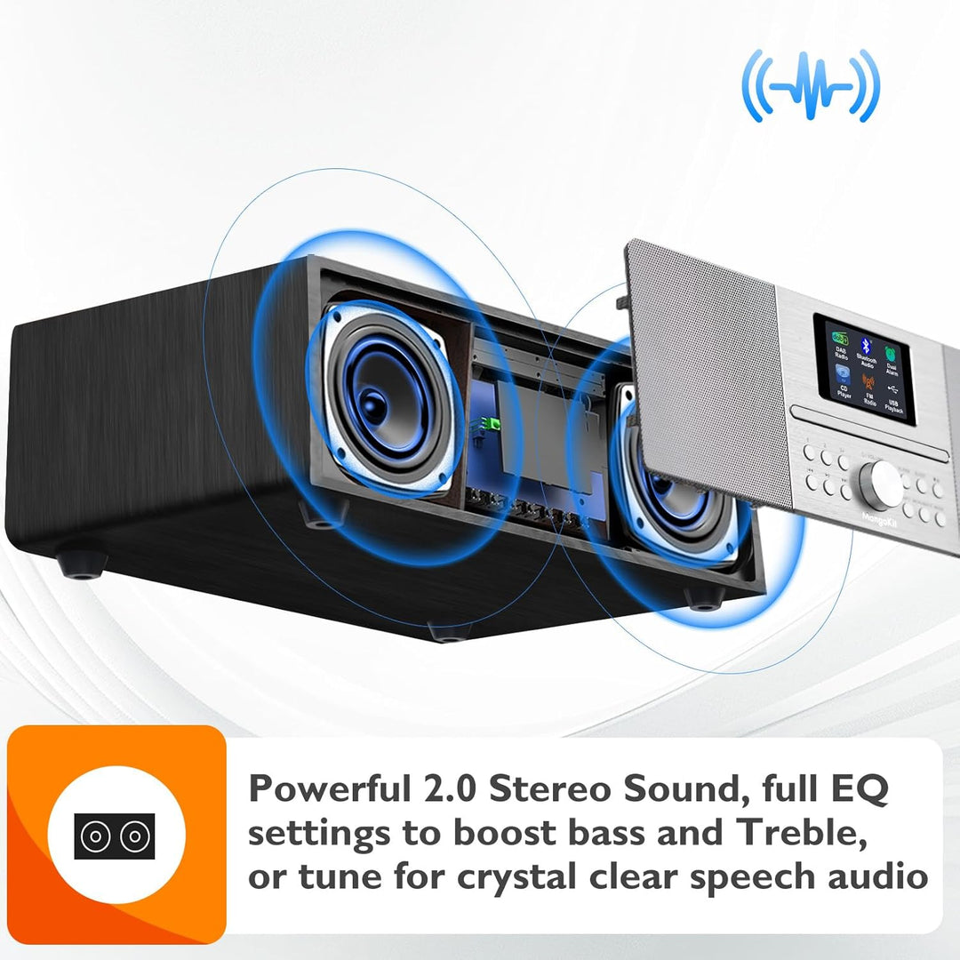 MS4 CD-Player,DAB Radio HiFi-System,Bluetooth,Stereo,Schwarz | Peak 100W Lautsprecher, akustisches H