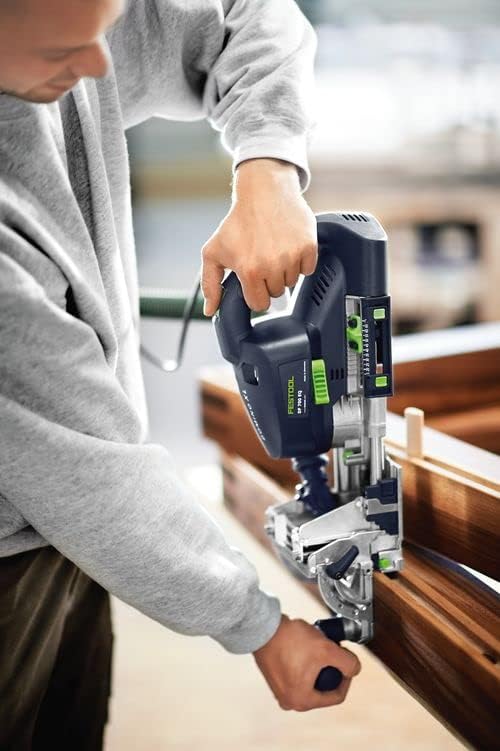 Festool Dübelfräse DF 700 EQ-Plus DOMINO XL (mit DOMINO Fräser, Zusatzanschlag, leere Dübelbox, Gabe