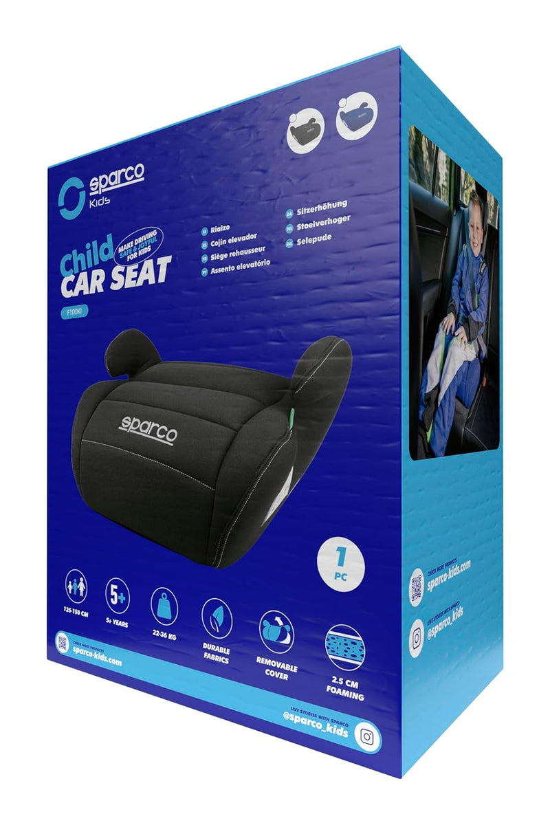 Sparco Kinderautositz Booster Schwarz i-Size für Jungen und Mädchen. Zugelassen ECE R129/03 125-150